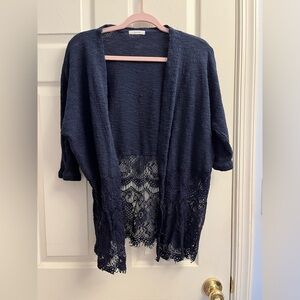 Maurice’s Navy Lace Trim Women's Cardigan Sweater Xsmall